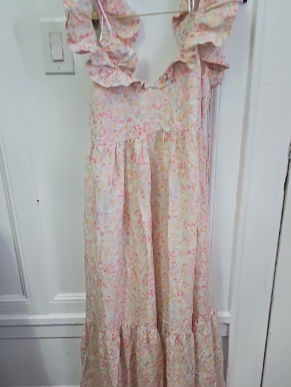 H&M Pastel Floral Ruffle Maxi Dress